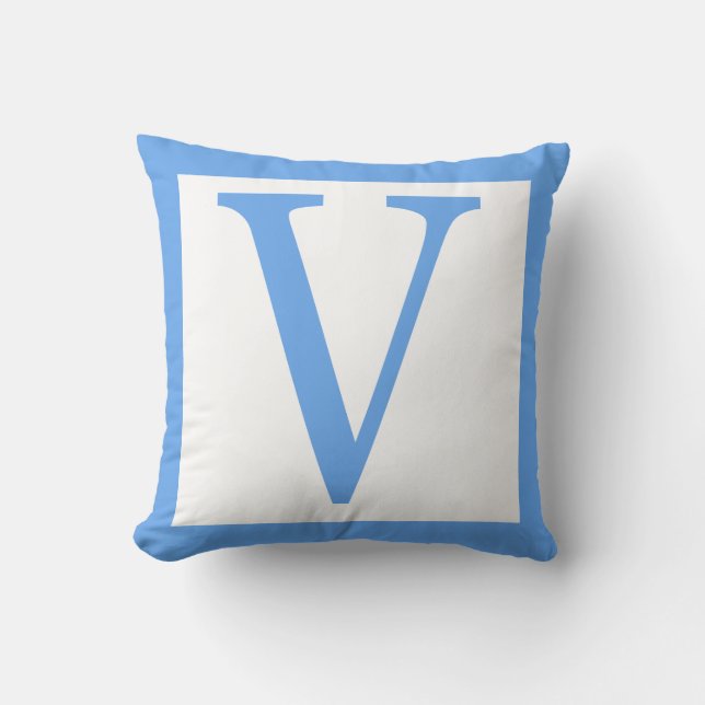 Baby-Blau-Grenze des Buchstabe-V Kissen (Vorderseite)