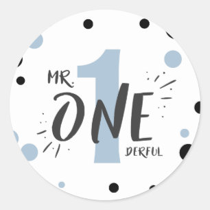 Baby-Blau Herr-Onederful Birthday Sticker Boy