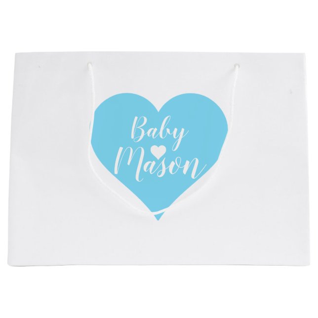 Baby-Blau-Herz-Jungen-Geschenk-Tasche Große Geschenktüte (Vorderseite)