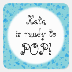 Baby Blau Konfetti Bereit zu POP! Babyparty Quadratischer Aufkleber