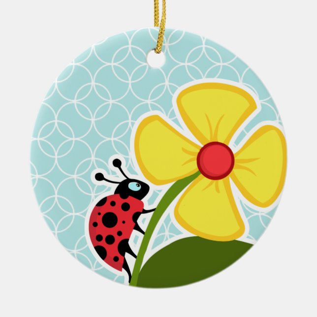 Baby-Blau-Kreise; Marienkäfer Keramik Ornament (Vorne)