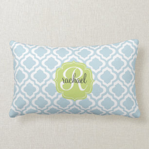 Baby-Blau-marokkanisches Gitter Quatrefoil Lendenkissen