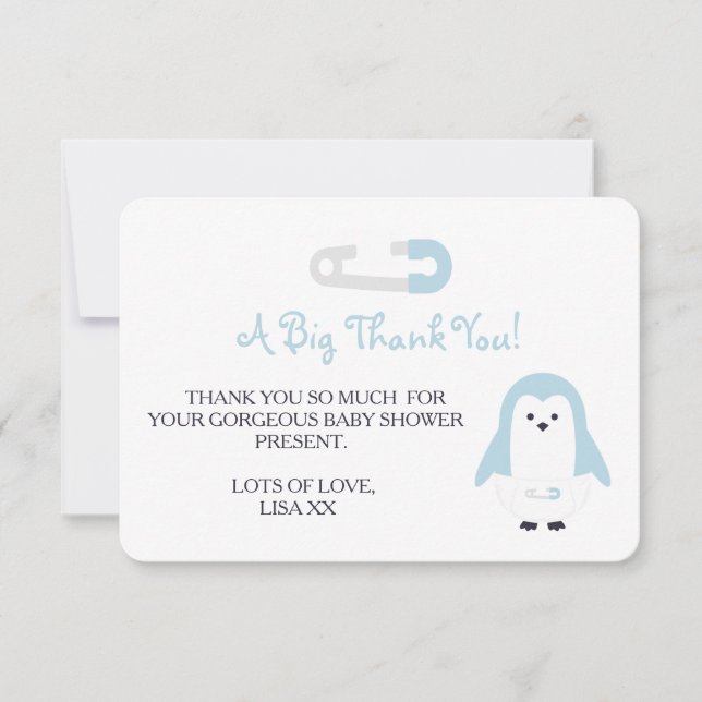 Baby-Blau-Pinguin danken Ihnen Dankeskarte (Vorderseite)