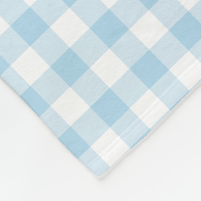 Baby-Blau-und Weiß-Gingham überprüftes Muster Fleecedecke (Ecke)