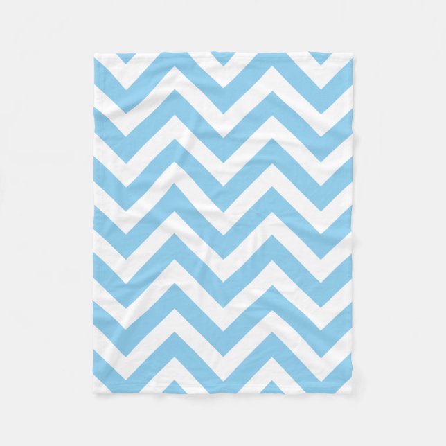 Baby Blau und Weiß große, horizontale Zickzack Fleecedecke (Vorderseite)