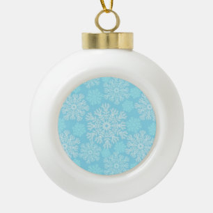Baby Blau und Weiße Weihnachts-Schneeflocken-Muste Keramik Kugel-Ornament