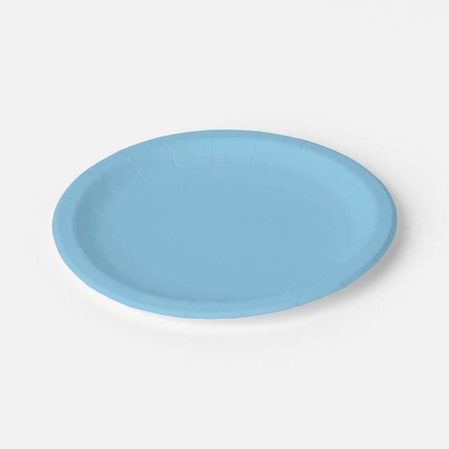 Baby blau (Vollfarbe) Pappteller (Schrägansicht)