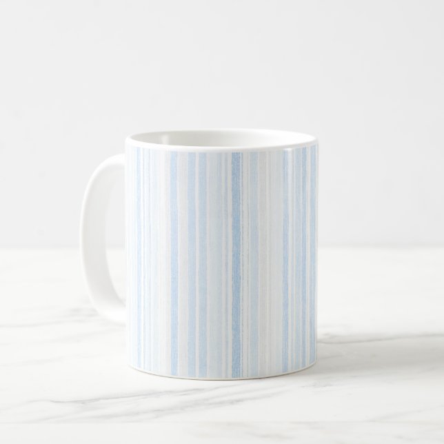 Baby Blau Weiß Streifen Kaffeetasse (Vorderseite Links)