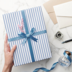 Baby Blau & Weiße Streifen Geschenkpapier