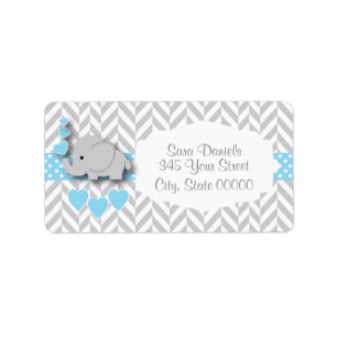 Baby-Blau-, weiße und Graueelefant-Babyparty Adressaufkleber