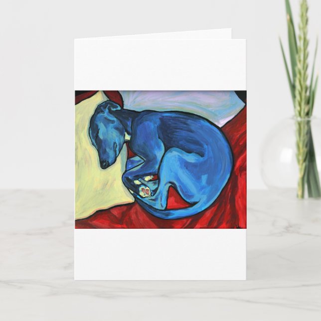 "Baby-Blau" Whippet Welpe Karte (Vorderseite)