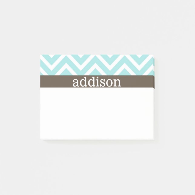 Baby-Blau-Zickzack Streifen Post-it Klebezettel (Vorderseite)