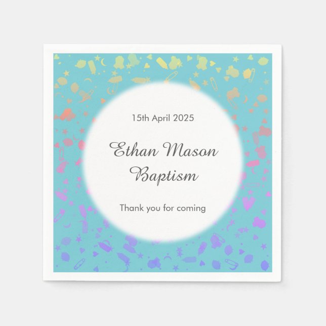 Baby-Blauconfetti-Taufe-Taufe Serviette (Vorderseite)