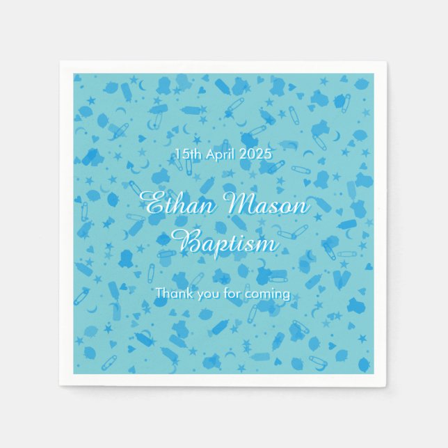 Baby-Blauconfetti-Taufe-Taufe Serviette (Vorderseite)