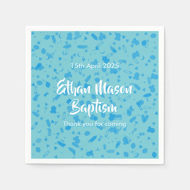 Baby-Blauconfetti-Taufe-Taufe Serviette (Vorderseite)