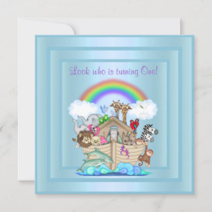 BABY BLAUE ARK 1. GEBURTSTAG EINLADUNG