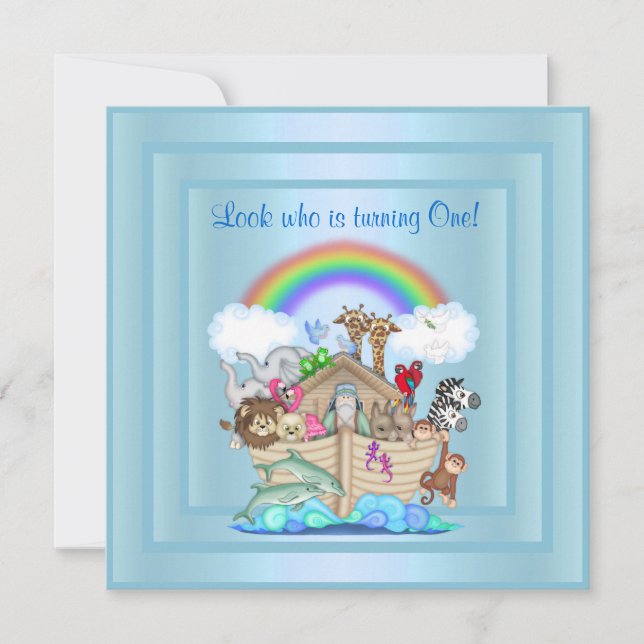 BABY BLAUE ARK 1. GEBURTSTAG EINLADUNG überarbeite (Vorderseite)