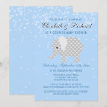 Baby-blaues Grau-Elefant-Herz-Paar-Babyparty