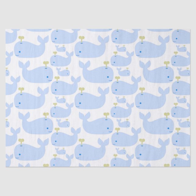 Baby-Blauwal-Säuglings-Geschenk-Dusche Seidenpapier (Vorderseite)