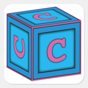 Baby-Block-Aufkleber - Buchstabe "C " Quadratischer Aufkleber