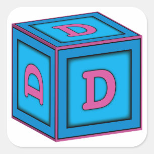 Baby-Block-Aufkleber - Buchstabe "D " Quadratischer Aufkleber