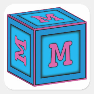 Baby-Block-Aufkleber - Buchstabe "M " Quadratischer Aufkleber