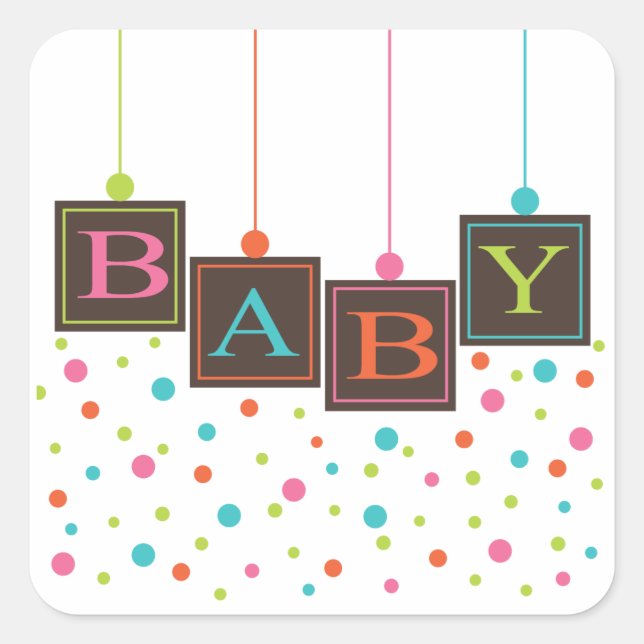 BABY Blöcke von hellen Baby-Duschkleber Quadratischer Aufkleber (Vorderseite)