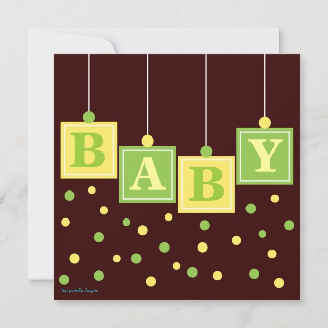 BABY blockiert gelbe, neutrale Babydusche Einladung (Vorderseite)