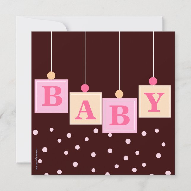BABY blockiert rosa Mädchen-Babyparty Einladung (Vorderseite)