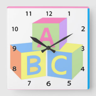 Baby blockiert Wall-Uhr Quadratische Wanduhr