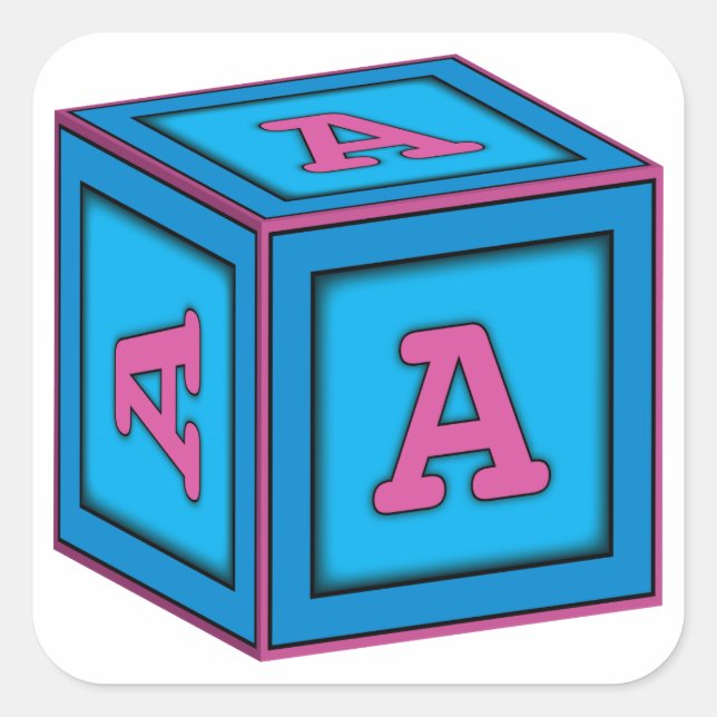 Baby-Blockkleber - Buchstabe "A" Quadratischer Aufkleber (Vorderseite)