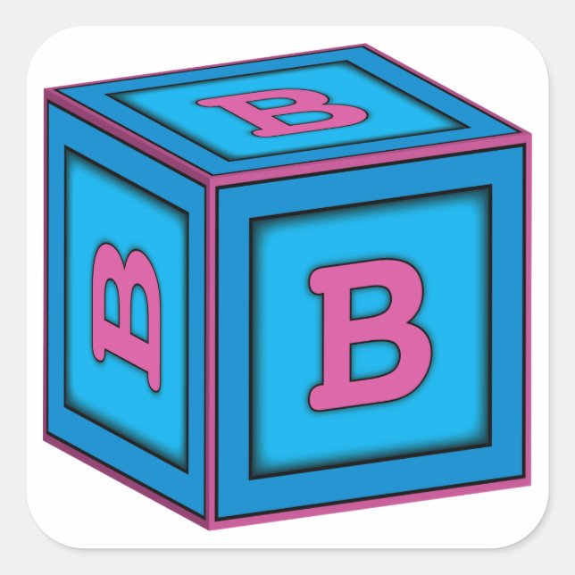 Baby-Blockkleber - Buchstabe "B" Quadratischer Aufkleber (Vorderseite)