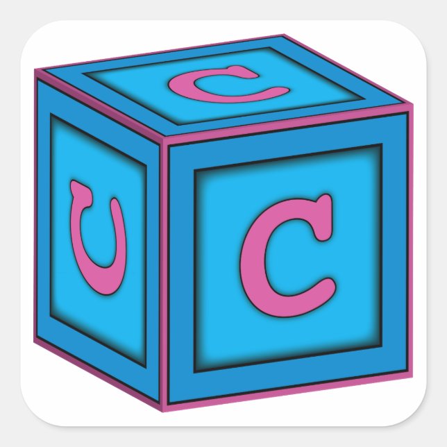 Baby-Blockkleber - Buchstabe "C" Quadratischer Aufkleber (Vorderseite)
