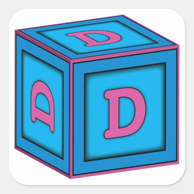 Baby-Blockkleber - Buchstabe "D" Quadratischer Aufkleber (Vorderseite)
