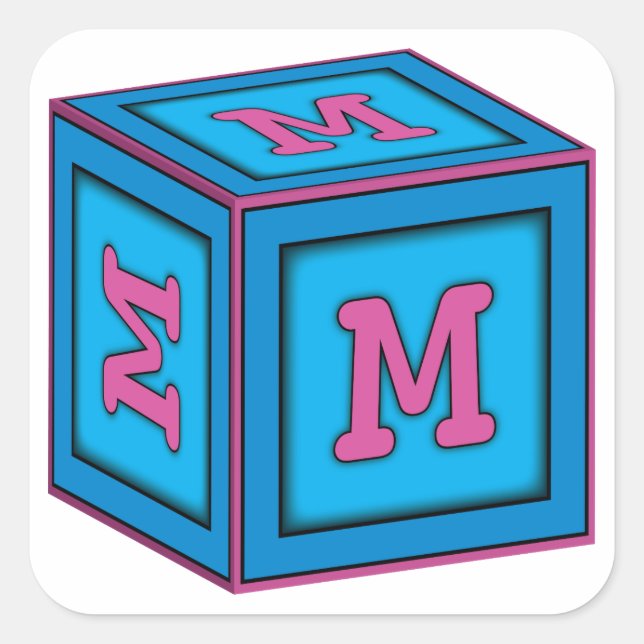 Baby-Blockkleber - Buchstabe "M" Quadratischer Aufkleber (Vorderseite)
