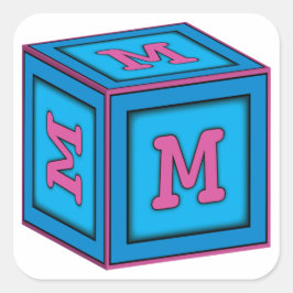 Baby-Blockkleber - Buchstabe "M" Quadratischer Aufkleber