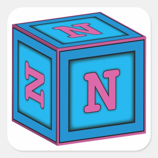 Baby-Blockkleber - Buchstabe "N" Quadratischer Aufkleber (Vorderseite)