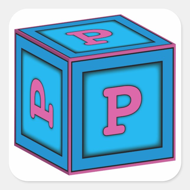 Baby-Blockkleber - Buchstabe "P" Quadratischer Aufkleber (Vorderseite)
