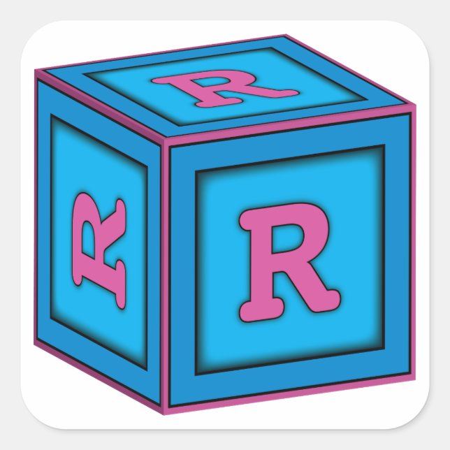 Baby-Blockkleber - Buchstabe "R" Quadratischer Aufkleber (Vorderseite)