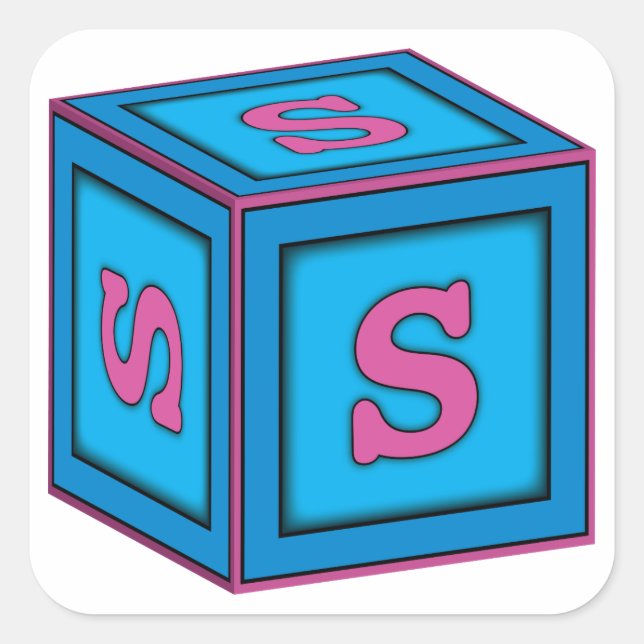 Baby-Blockkleber - Buchstabe "S" Quadratischer Aufkleber (Vorderseite)