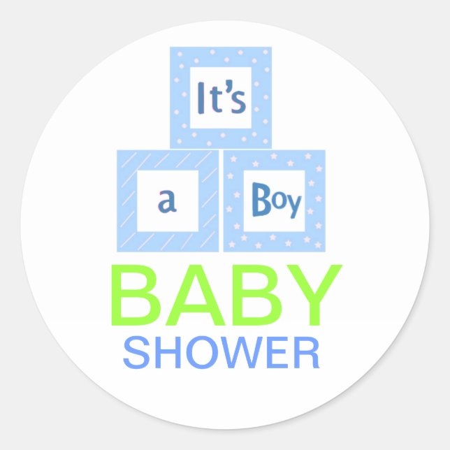 Baby Blocks Baby Dusche Runder Aufkleber (Vorderseite)