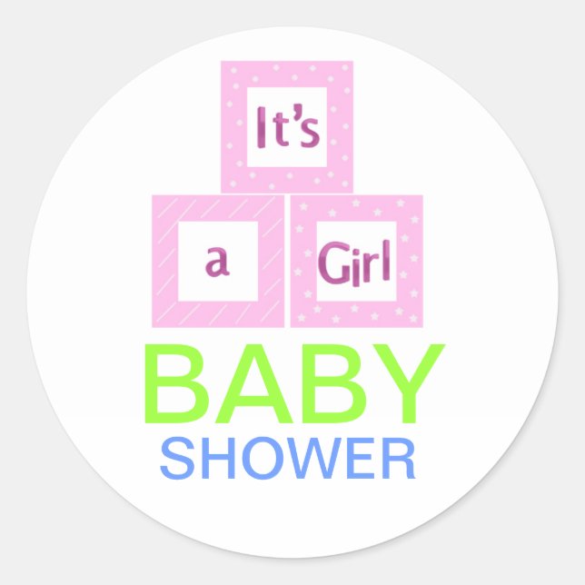 Baby Blocks Baby Dusche Runder Aufkleber (Vorderseite)