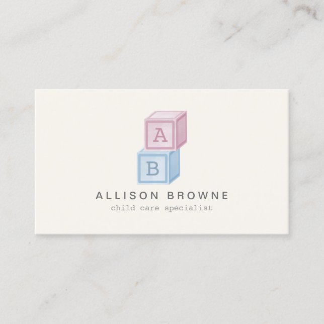 Baby Blocks Monogram Chilcare, Babysitter Card II Visitenkarte (Vorderseite)