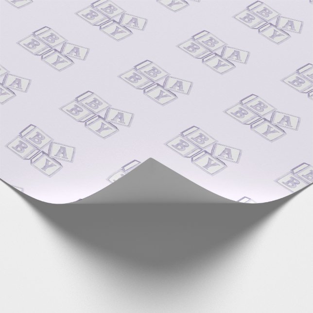 Baby blockt Typografie Lila Aquarelldusche Geschenkpapier (Ecke)