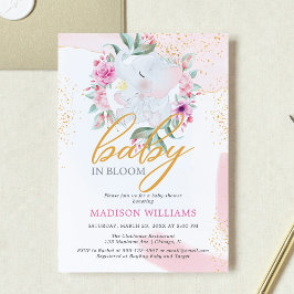 Baby Bloom Elephant Elegante Girl-Dusche Einladung