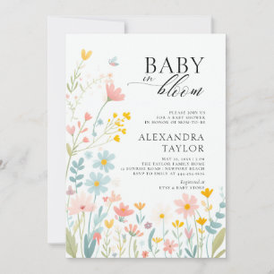 Baby Bloom Pastel Wildblume Boho Baby Girl Dusche Einladung