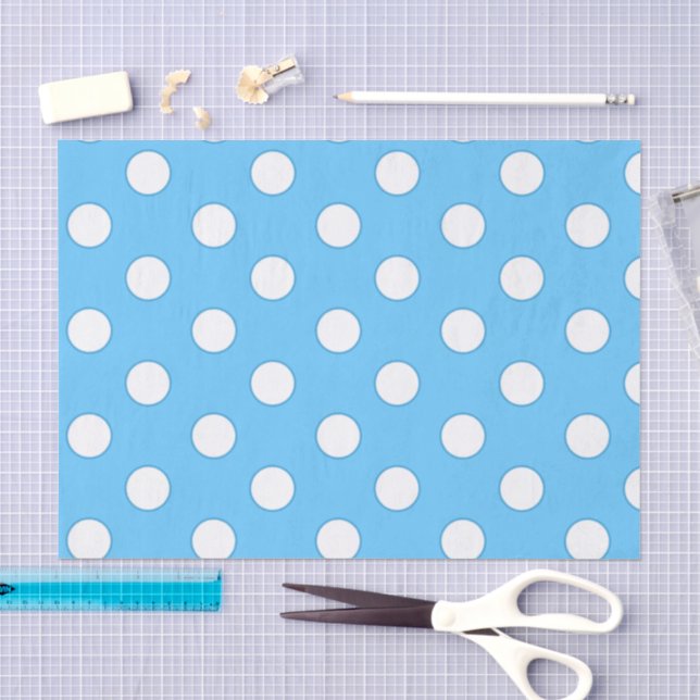 Baby Blue and white polka dots Seidenpapier (Handwerk)