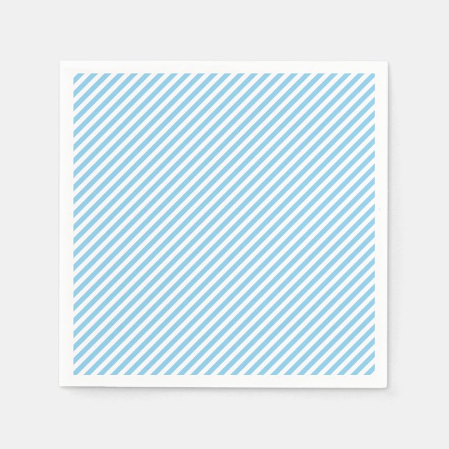 Baby Blue and White Small Diagonal Stripes Paper Serviette (Vorderseite)