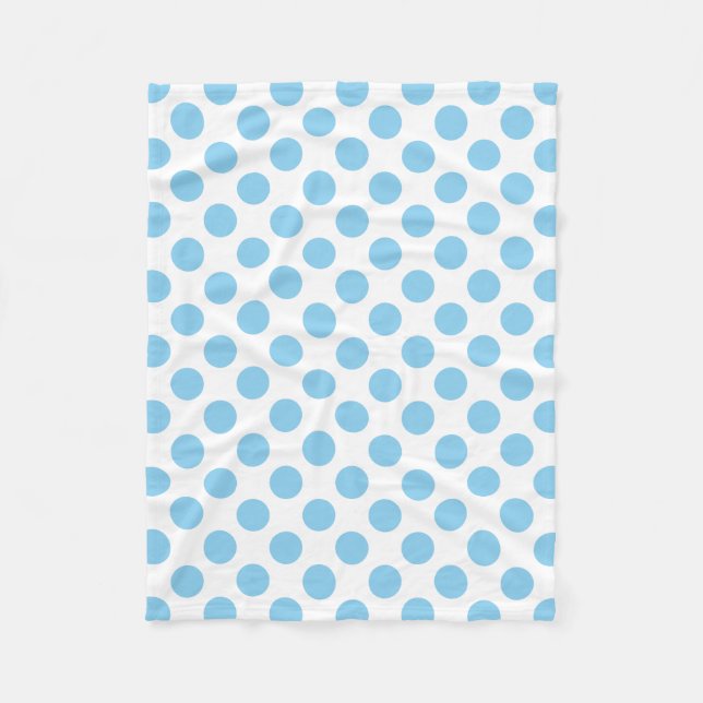 Baby Blue auf weiße große Polka Dots Fleecedecke (Vorderseite)