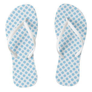 Baby blue auf White Medium Size Polka Dots Flip Flops
